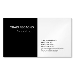 Cartão De Visitas Magnético Planície Mínima Moderna Negra Atraente