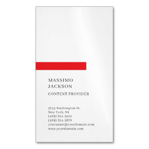 Cartão De Visitas Magnético Plano Vertical Simples Preto Branco Vermelho Minim