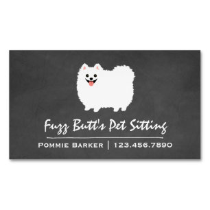 Cartão De Visitas Magnético Pomerano Branco Fluffy