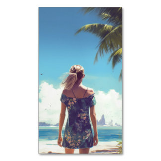 Cartão De Visitas Magnético Praia das Raparigas de Praia Summer Background