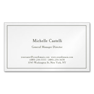 Cartão De Visitas Magnético Preto Branco Profissional Único Clássico Simples