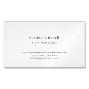 Cartão De Visitas Magnético Preto Branco Único Elegante Simples Simples Especi