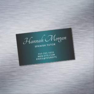 Cartão De Visitas Magnético Preto Escuro Teal Ombre Elegante Script