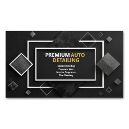 Cartão De Visitas Magnético Preto Geométrico e Prata Modernos