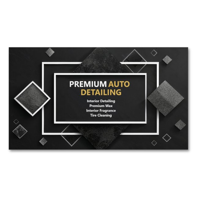 Cartão De Visitas Magnético Preto Geométrico e Prata Modernos (Frente)