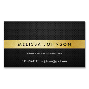 Cartão De Visitas Magnético Preto moderno elegante profissional e ouro