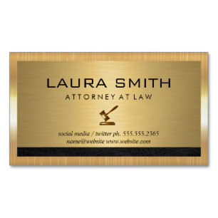 Cartão De Visitas Magnético Procurador  Dourada Tripa Metálica de Couro