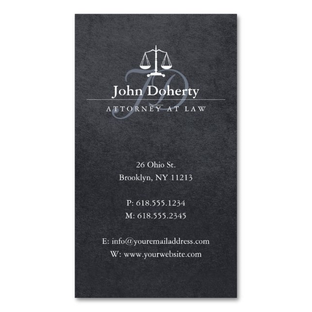 Cartão De Visitas Magnético Procurador-Geral | Escalas clássicas de justiça (Frente Vertical)