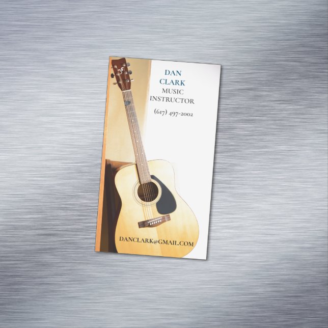 Cartão De Visitas Magnético Professor de Música/Músico/ Violão (Posição Original)