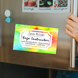 Cartão De Visitas Magnético Professor de Yoga com Aquarela Moderna