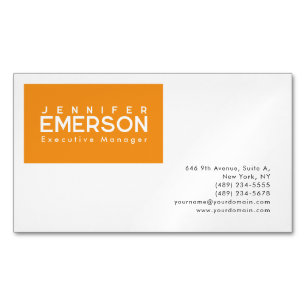 Cartão De Visitas Magnético Profissional minimalista moderno laranja branco si