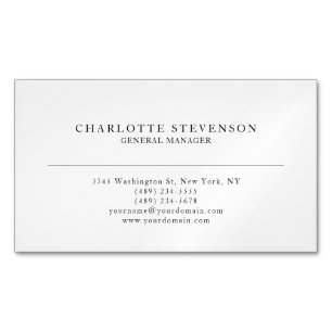 Cartão De Visitas Magnético Profissional Moderno Branco Simples Minimalista Te