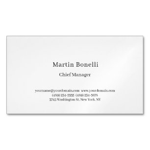 Cartão De Visitas Magnético Profissional Único Clássico Simples Branco