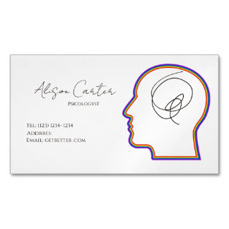 Cartão De Visitas Magnético psycology editable business card 