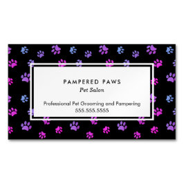 Cartão De Visitas Magnético Púrpura Azul-Rosa Imprime Salão Pet Profissional
