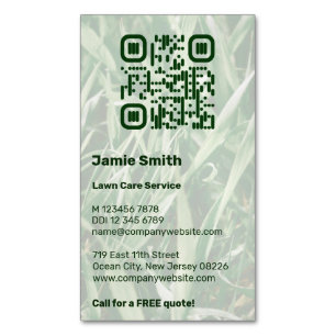 Cartão De Visitas Magnético QR Code Custom Photo Lawn Care