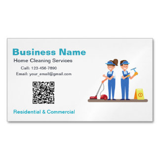 Cartão De Visitas Magnético QR Custom Cleaning Service Maid Business Card