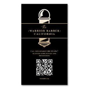 Cartão De Visitas Magnético QR do Polo de Barbershop Moderno Barbershop