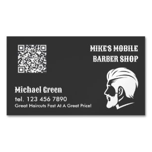 Cartão De Visitas Magnético QR personalizado do Mobile Barber Premium
