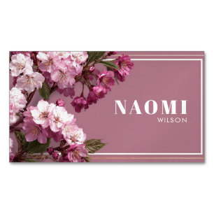 Cartão De Visitas Magnético Quadro Dourado do Luxury Cereja Flor