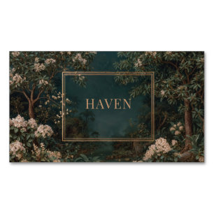 Cartão De Visitas Magnético Quadro Dourado Floral do Jardim Nocturno Elegante