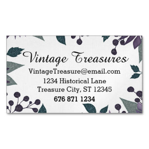 Cartão De Visitas Magnético Qualquer Padrão Floral De Boho De Madeira De Cor P