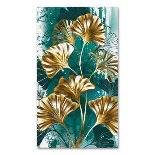 Cartão De Visitas Magnético Ramificação com Ouro deixa Ginko Biloba