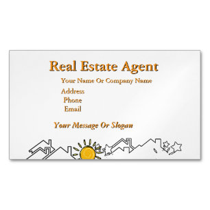 Cartão De Visitas Magnético Real Estate Agent White