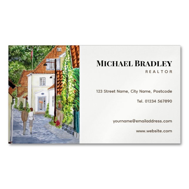 Cartão De Visitas Magnético Realtor Real Estate Agent Propriedade Dinamarquesa (Frente)