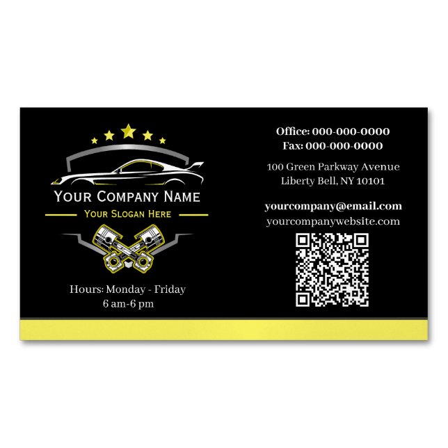 Cartão De Visitas Magnético Reparo Automóvel Profissional, Mecânico Automático (Frente)