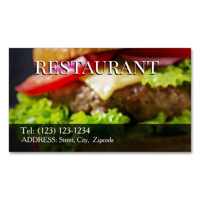Cartão De Visitas Magnético restaurant editable   business card (Frente)