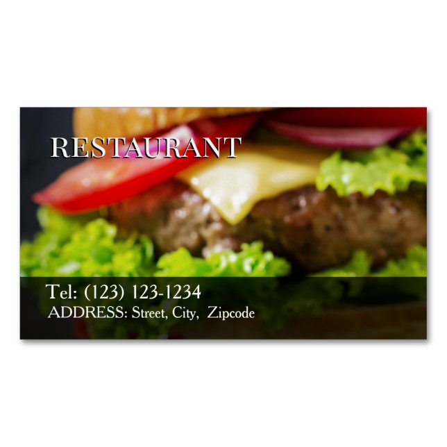 Cartão De Visitas Magnético restaurant editable   business card (Frente)