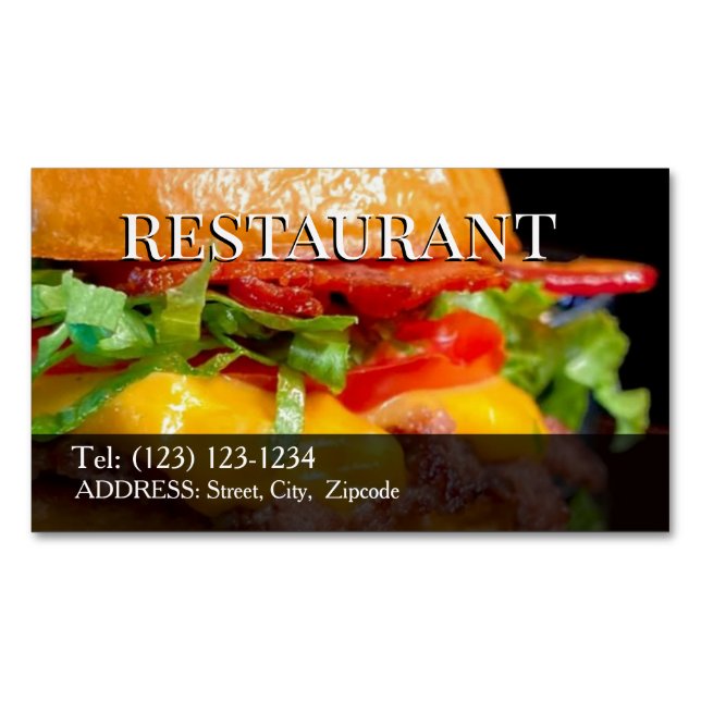 Cartão De Visitas Magnético restaurant editable   business card (Frente)