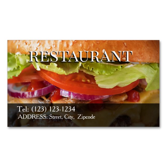 Cartão De Visitas Magnético restaurant editable   business card (Frente)