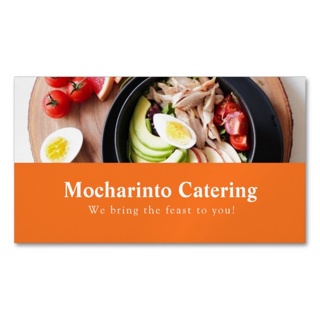 Cartão De Visitas Magnético Restaurante Elegante Catering profissional e chef (Frente)