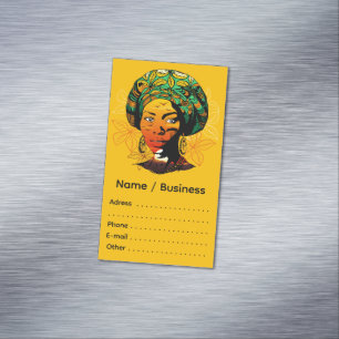 Cartão De Visitas Magnético Retrato de Mulher Africana com Sunset