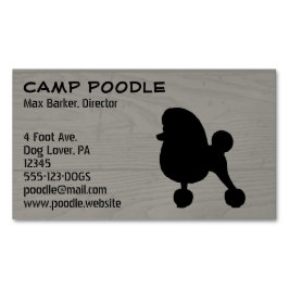 Cartão De Visitas Magnético Rico De Poodle Silhouette Faux Estilo De Madeira