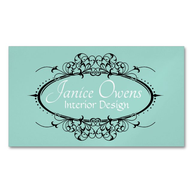 Cartão De Visitas Magnético Rico Scrollwork Magnet (Frente)