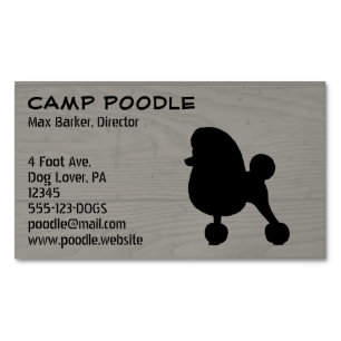 Cartão De Visitas Magnético Rico Toy Poodle Silhouette Faux Wood Style