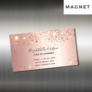 Cartão De Visitas Magnético Rosa dourado poeira metálica elegante