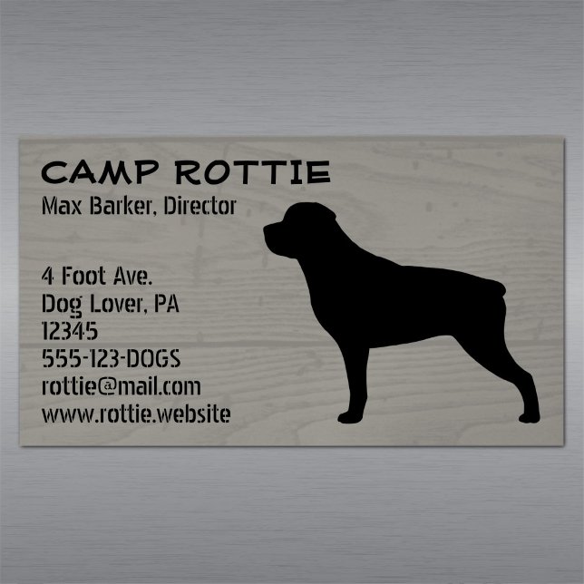 Cartão De Visitas Magnético Rottweiler Pet Dog Silhouket | Rótulo Russo (Criador carregado)
