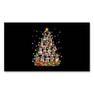 Cartão De Visitas Magnético Rouco   Frio Siberian Husky Santa Hat
