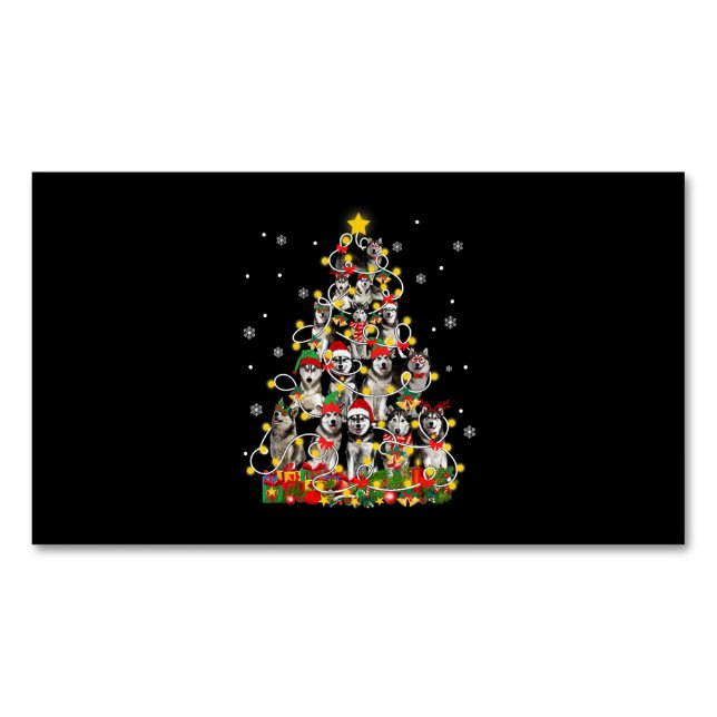 Cartão De Visitas Magnético Rouco | Frio Siberian Husky Santa Hat (Frente)