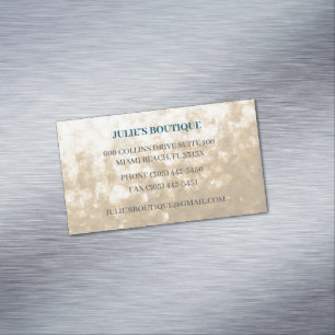 Cartão De Visitas Magnético Roupas Douradas iridescentes de roupa azul brilhan