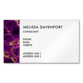 Cartão De Visitas Magnético Roxo Moderno e Dourado Abstrato Marble