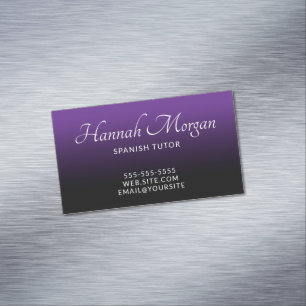 Cartão De Visitas Magnético Roxo Real e Preto Ombre Elegante