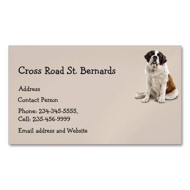 Cartão De Visitas Magnético Rua Personalizada: Bernard Dog Pet Logo Animal Log (Frente)