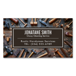 Cartão De Visitas Magnético Rustic Tools Carpenter Handyman Woodworker