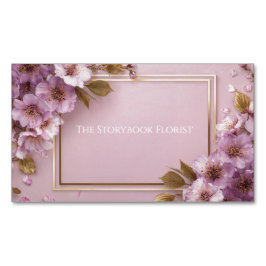 Cartão De Visitas Magnético Sakura de luxo e Dourada folha rosa púrpura