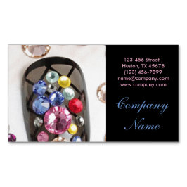 Cartão De Visitas Magnético salão de unhas de joias de beleza feminina moderna